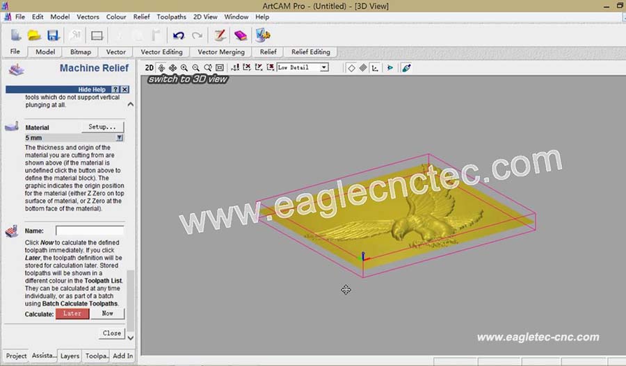 How to Use ArtCAM Pro Create Relief Toolpath from Bitmap BMP