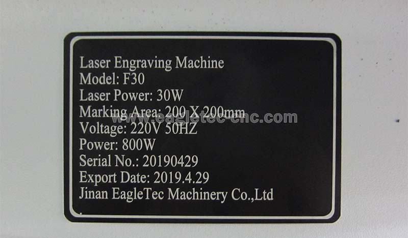 eagletec fiber laser marking machine nameplate