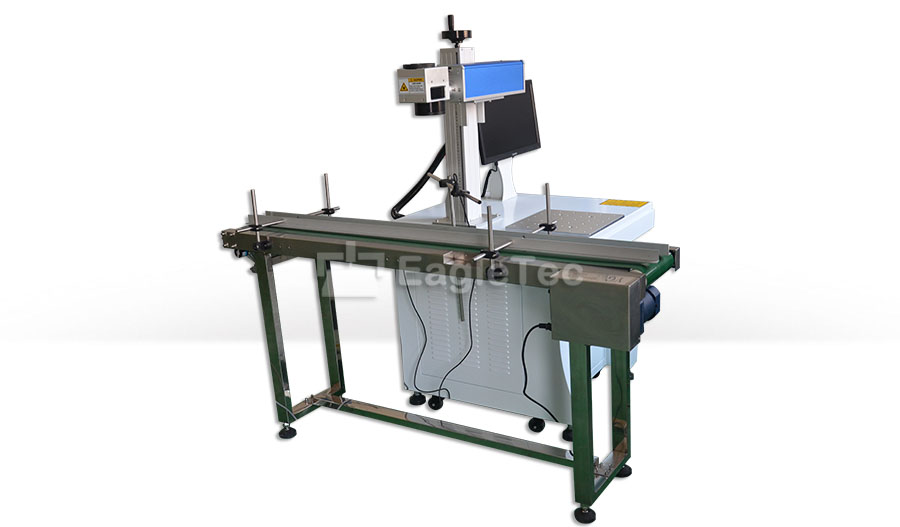 flying fiber laser marking machine with auto feed
