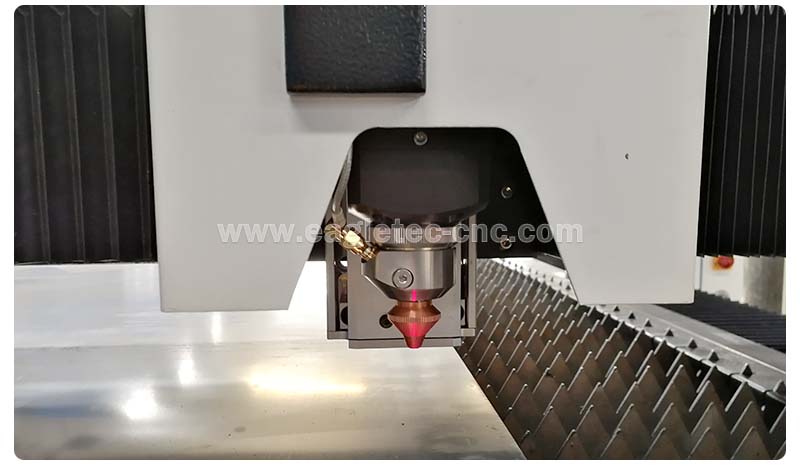 eagletec fiber laser cutting head close-up shot