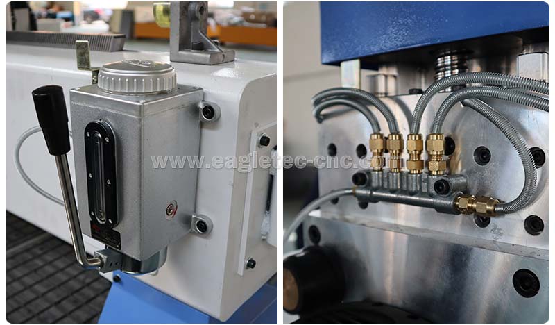 volumetric lubricator and dividers installed on EagleTec cnc wood router table