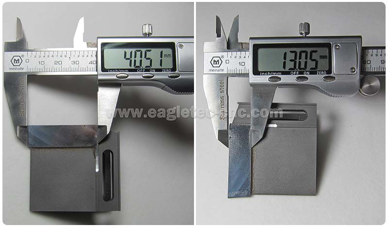 measure carbide blade length and height with calipers