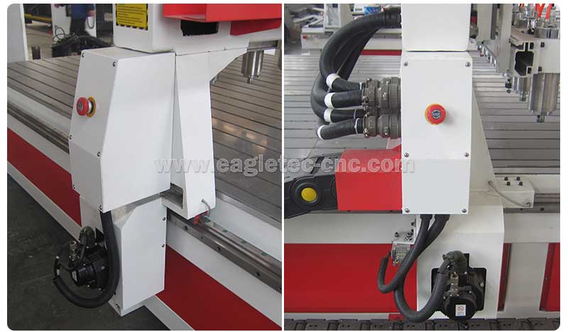dual drive design on Y-axis of 8 spindle multi head cnc router machine 