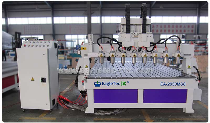 eight spindle cnc router wood carving machine ready in workshop