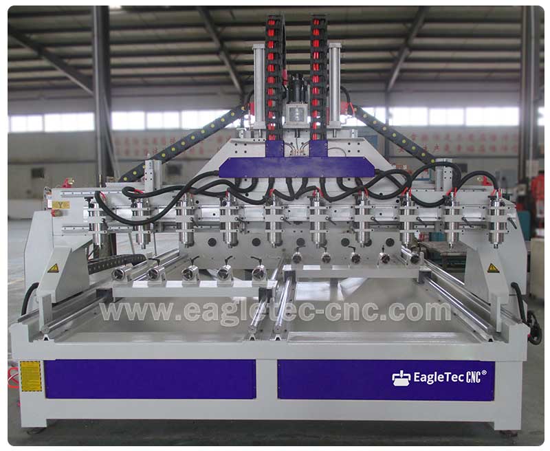4 axis multi head cnc router machine with mobile carriage rotary table