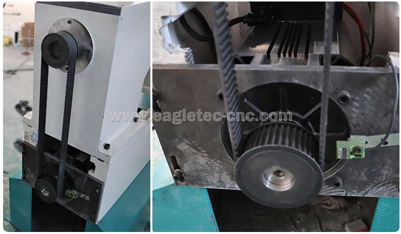 servo motor joint with the headstock of best cnc wood lathe machine by a belt transmission