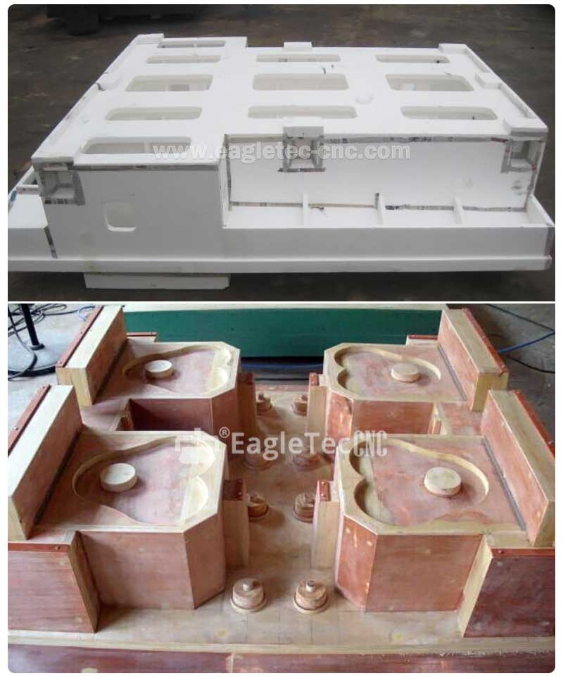 Foam mold and wooden mold finished by cnc foam router machine