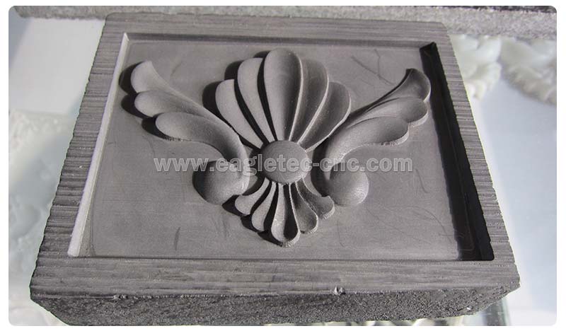 carved flower on neutral stone plate via cnc stone carving machine