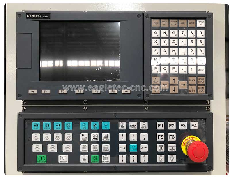 syntec 60w-e 4 axis cnc controller with an emergency stop button
