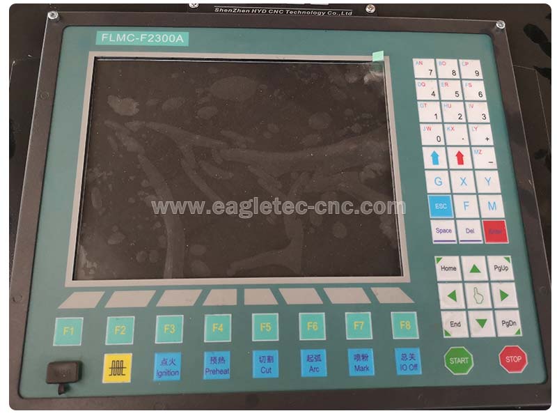 CNC plasma cutting system FLMC-F2300A operation panel with LCD monitor