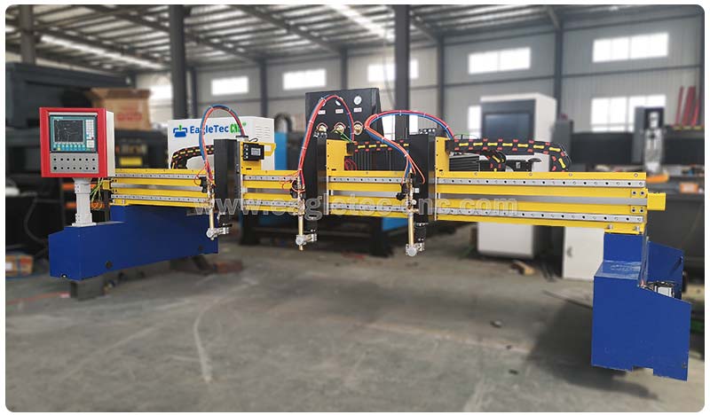 complete multi-torch gantry CNC flame cutting machine ready in workshop