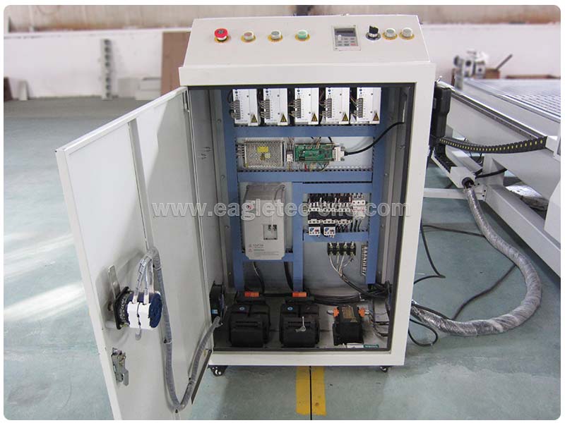 electrical components are neatly installed inside the electric control cabinet