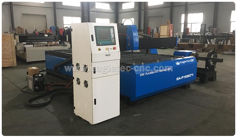 cnc table plasma cutting machine with the individual electronic cabinet at the side