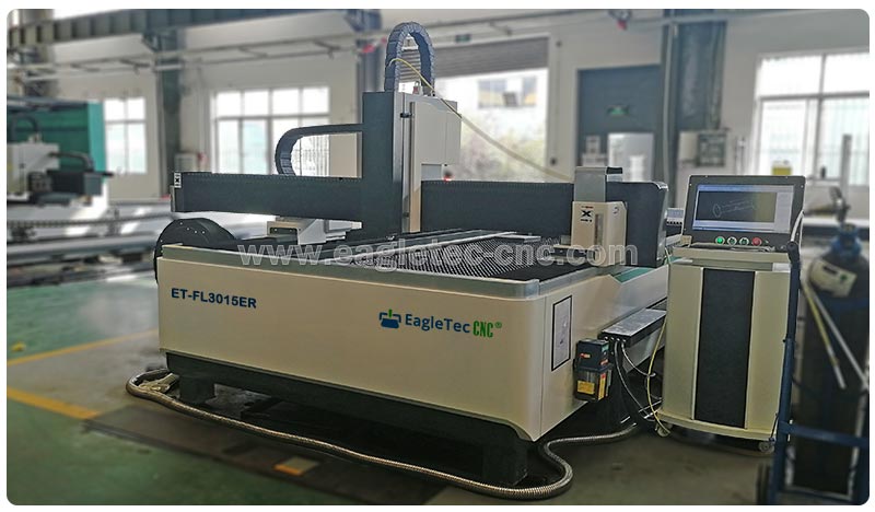 white and black laser fiber cutting machine under debugging