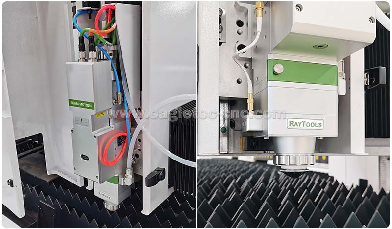 raytools BMH111013A autofocus fiber laser cutting head on the steel cutting laser machine