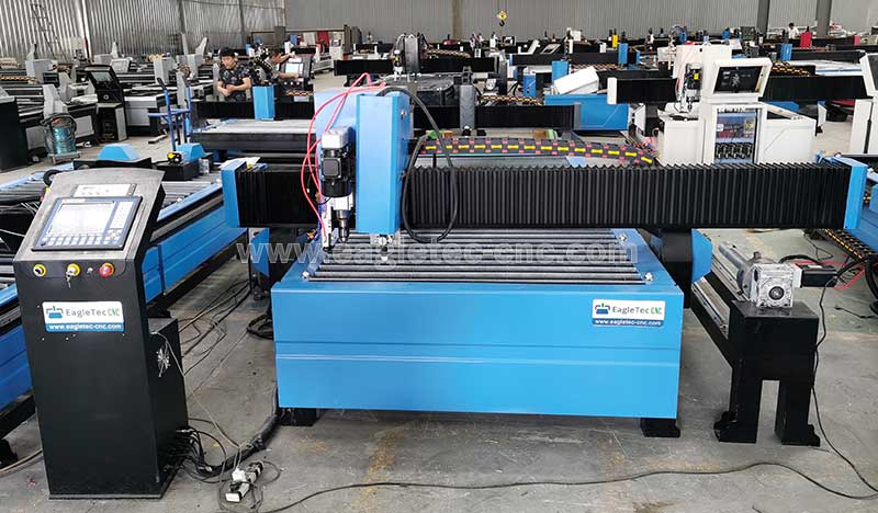 blue cnc plasma cutting drilling machine set up