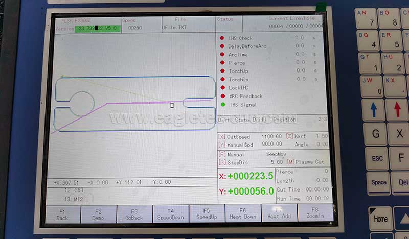 fangling cnc plasma cutting system initial interface in English