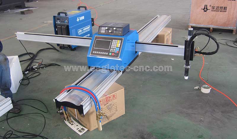 blue portable cnc plasma cutting machine in the workshop