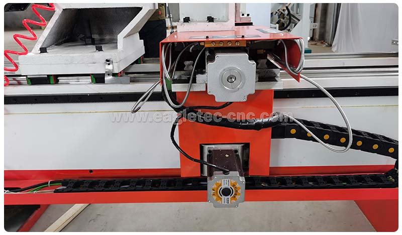 stepper motors mounted on cnc woodworking lathe for motion purpose