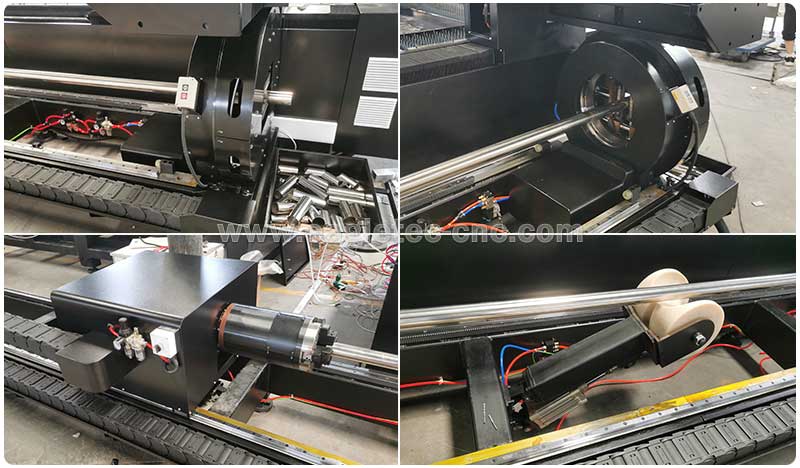 6 meter fiber laser cutting rotary axis with air-actuated bracket in the middle