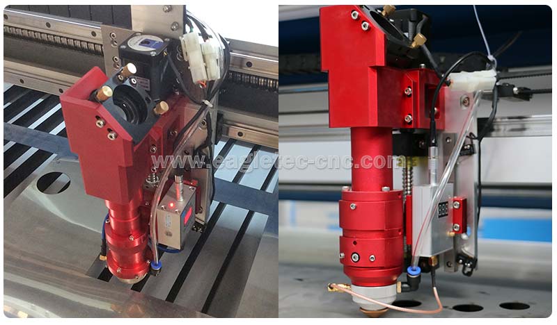 mixed laser cutting head on the machine’s beam