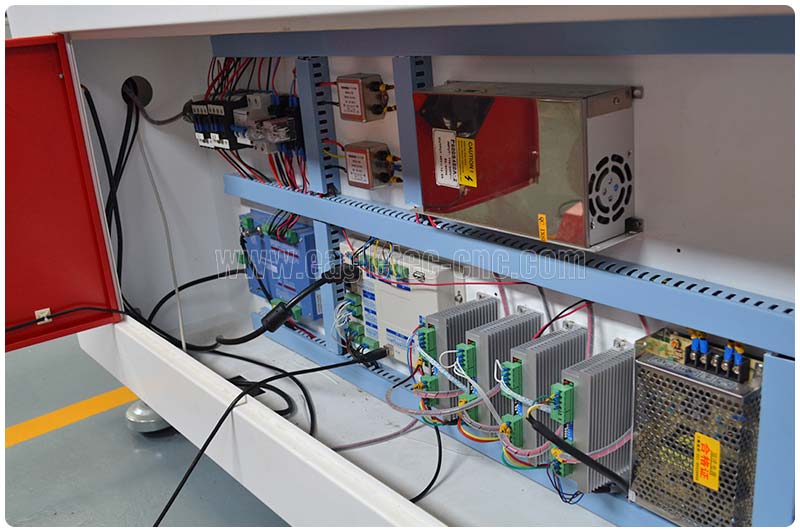 electronic components in the sealed cabinet on the side of laser cutting machine