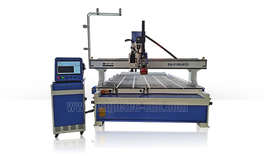 blue atc cnc router with drill bank
