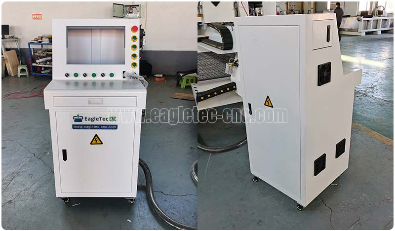 3 head wood cnc router electrical cabinet outside look