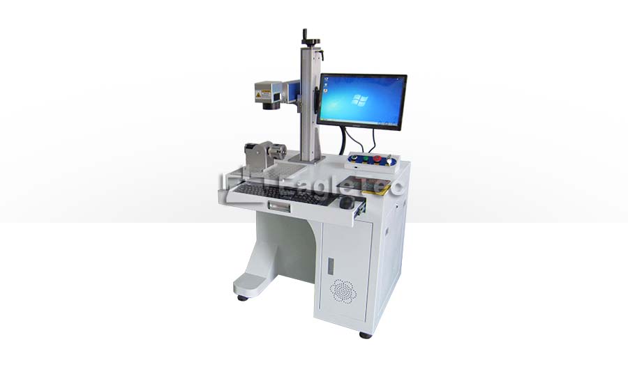 benchtop 20w fiber laser marking machine with rotary add on