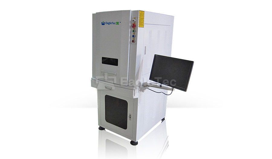 white enclosed fiber laser marking machine with a computer set