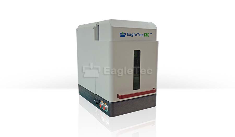 gray tabletop fiber laser marking machine with enclosure