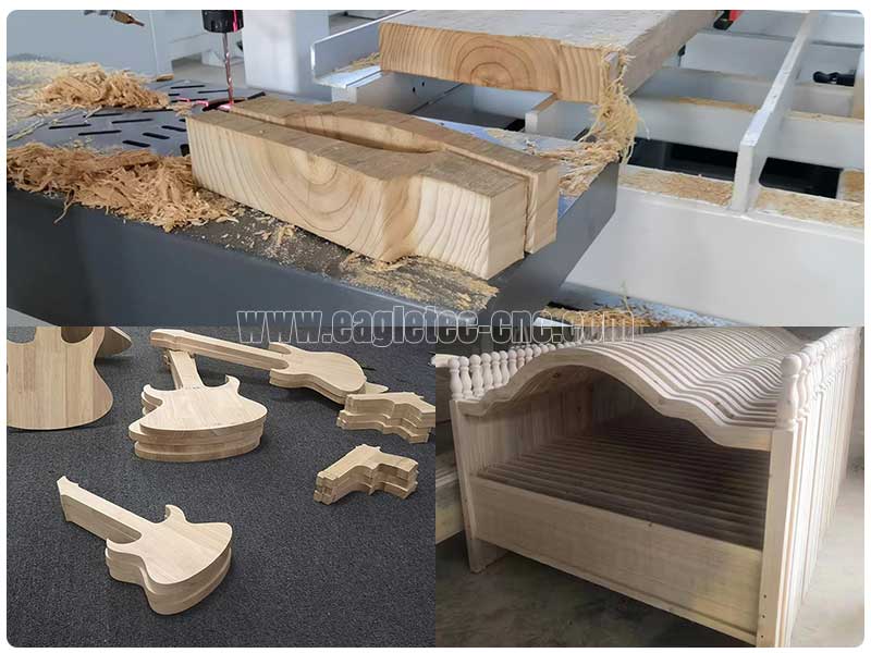 CNC cut solid wood furniture parts and guitar projects