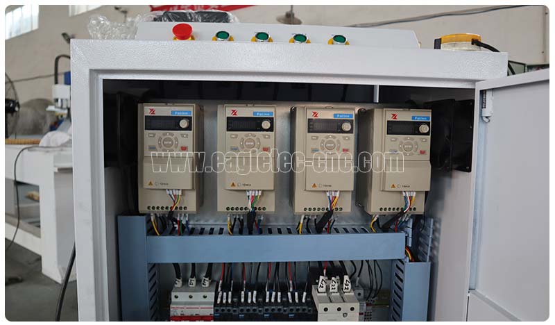 four sets of Folinn inverters in the electric cabinet of the 4 spindle cnc router