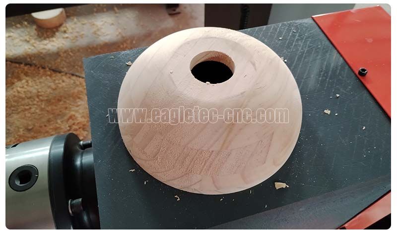 finished wooden bowl project on cnc lathe for vessels
