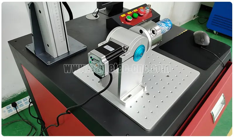 D80 rotary attachment on the fiber laser engraving machine