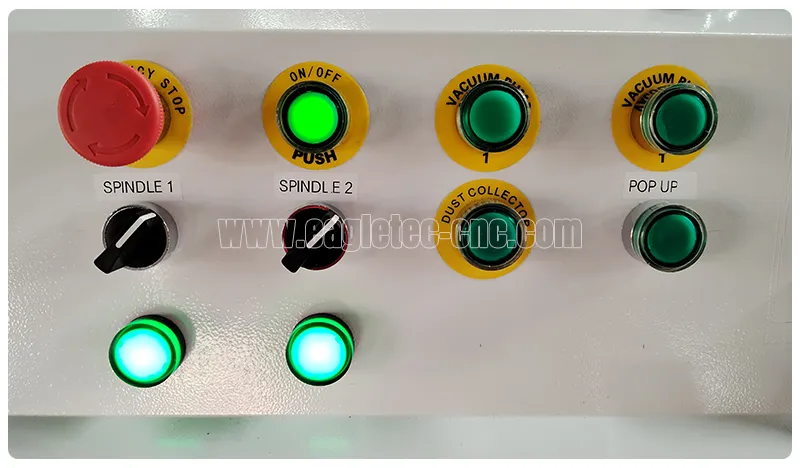 cnc woodworking machine’s switches on the control panel