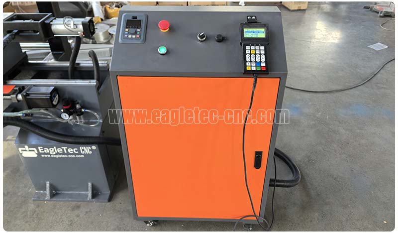 cnc wood lathe handheld controller hange on the cabinet