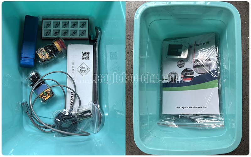 free accessories inside of toolbox of the wood lathe