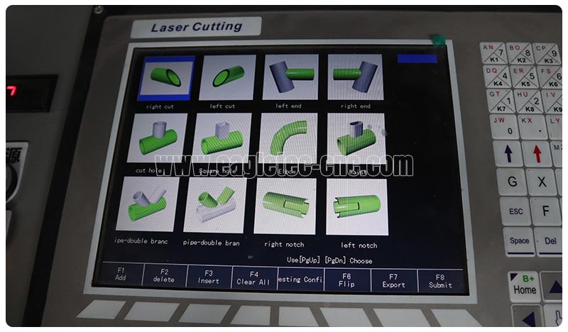 control panel showing the parts library