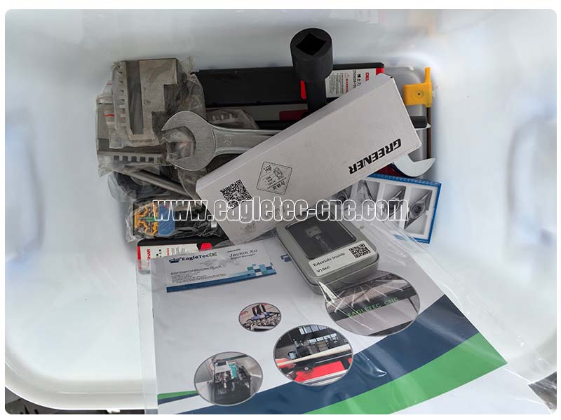 free accessories inside of toolbox of the EagleTec CNC woodworking lathe