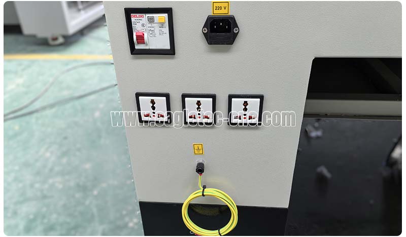female sockets mounted on the 100w co2 laser engraving cutting machine for auxiliary devices running