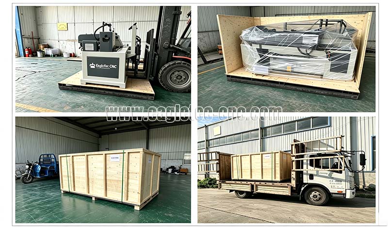 CNC wood lathe packed on pallet with waterproof film & export wooden crate CNC wood lathe packed on pallet with waterproof film & export wooden crate