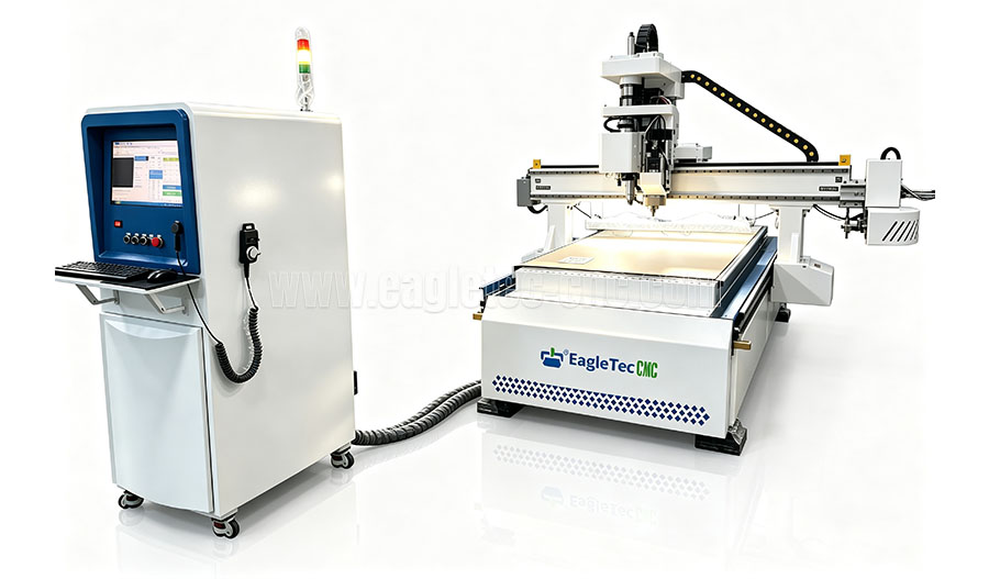 ATC CNC router with oscillating knife and CCD vision cutting system ATC CNC router with oscillating knife and CCD vision cutting system