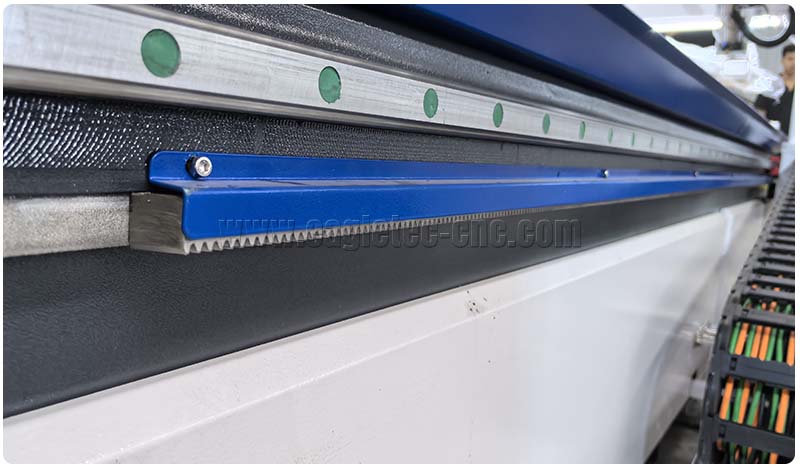 dust cover on the rack of an ATC CNC router dust cover on the rack of an ATC CNC router