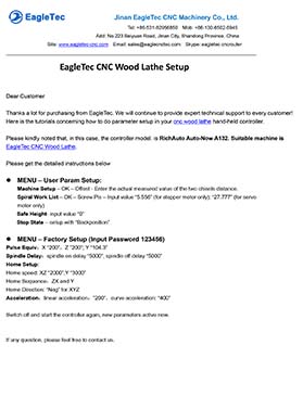 CNC Wood Lathe Parameter Setup Manual Free Download - EagleTec