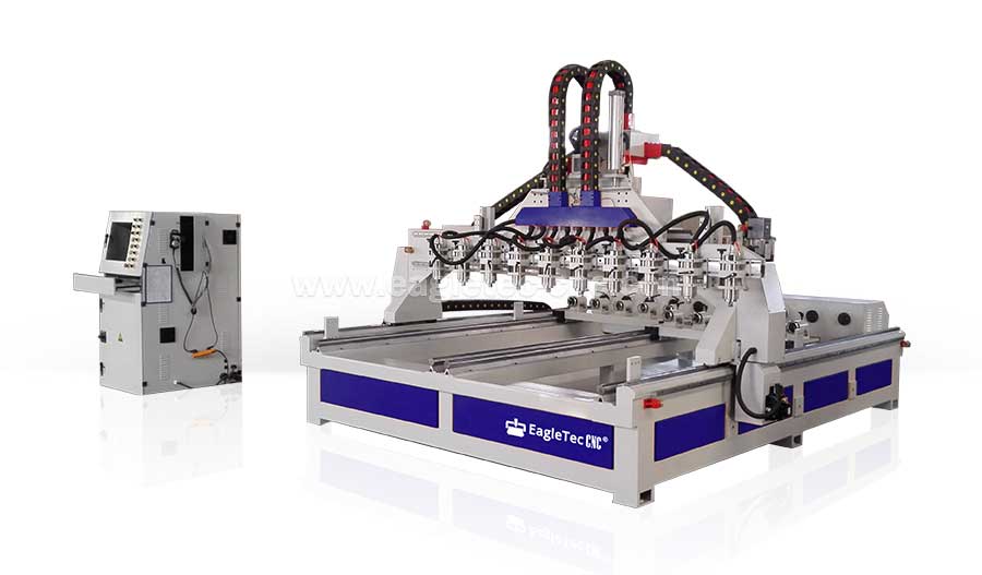 4 Axis Multi Head CNC Router With 4th Axis Rotary Table